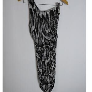 GUESS Los Angeles Black White Dress Abstract Knit Knee Length Sleeveless Size S
